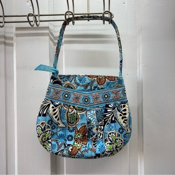 vera bradley hannah retired blue mod floral print bucket shoulder purse bag - Picture 2 of 4